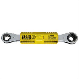 Klein® KT223X4-INS Lineman's Box Wrench, 4-in-1 Combination Insulated Ratcheting, 1/2 to 3/4 in Wrench Opening, 12 points
