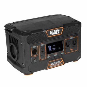 Klein® KTB500 Portable Power Station, 500W, Plastic (PC/ABS), Lithium-Ion, 7-Output, 1-Battery, 11.8 L x 7.3 H x 7.5 W in