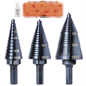 Klein® KTSBSPRO Premium Electrician's 3/8 in Hex Step Bit Set, 3 pc