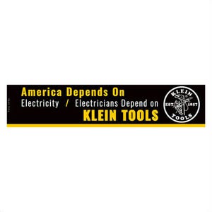 Klein® MBE00116 Bumper Sticker, Electricians Depend On Klein Tools