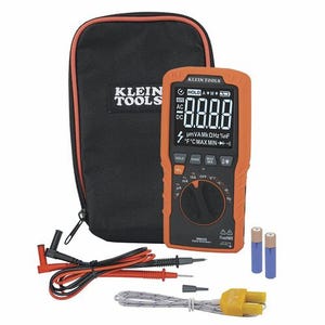 Klein® MM450 Slim Digital Multimeter, TRMS Auto-Ranging, 600V, Temp