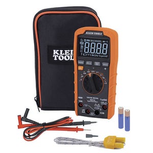 Klein® MM720 Digital Multimeter, TRMS Auto-Ranging, 1000V, Temp, Low Impedance