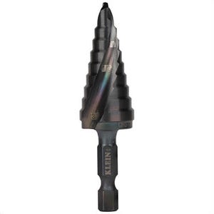 Klein® QRST03 Step Drill Bit, Quick Release, Spiral Flute, 1/4 to 3/4 in