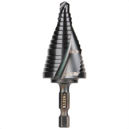 Klein® QRST11 Step Drill Bit, Quick Release, Spiral Flute, 7/8 to 1-1/8 in