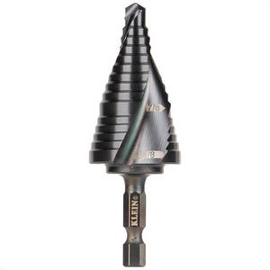 Klein® QRST11 Step Drill Bit, Quick Release, Spiral Flute, 7/8 to 1-1/8 in