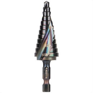 Klein® QRST14 Step Drill Bit, Quick Release, Spiral Flute, 3/16 to 7/8 in