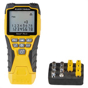 Klein® VDV501-851 Scout® Pro 3 Cable Tester Kit, 2000 ft L Wire, Backlit LCD Display