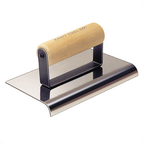 Kraft Tool® CF906 Highway Edger, 6 in W x 10 in L Blade, 3/4 in L Lip, 5/8 in Radius, Stainless Steel Blade, Wood Handle