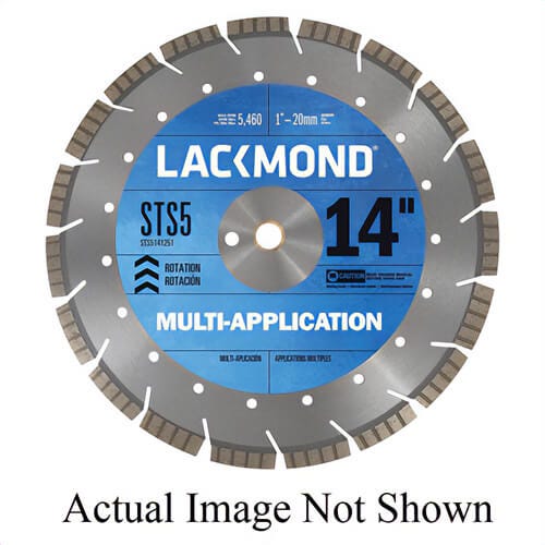 Lackmond® STS5161251 STS-5 Laser Weld Segmented Turbo Diamond Blade, 16 in dia Blade, 1/8 in W, 1 in, 20 mm Arbor/Shank, Dry/Wet Cutting