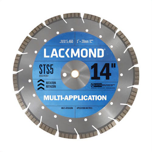 Lackmond® STS5141251 STS-5 Laser Weld Segmented Turbo Diamond Blade, 14 in dia Blade, 1/8 in W, 1 in/20 mm Arbor/Shank, Dry/Wet Cutting