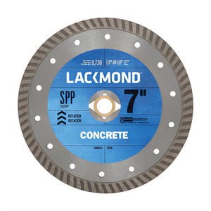 Lackmond® TB7SPP Turbo diamond Blade, 7 in dia Blade, 0.09 in W, 7/8 in, DM, 5/8 in Arbor/Shank, Dry/Wet Cutting