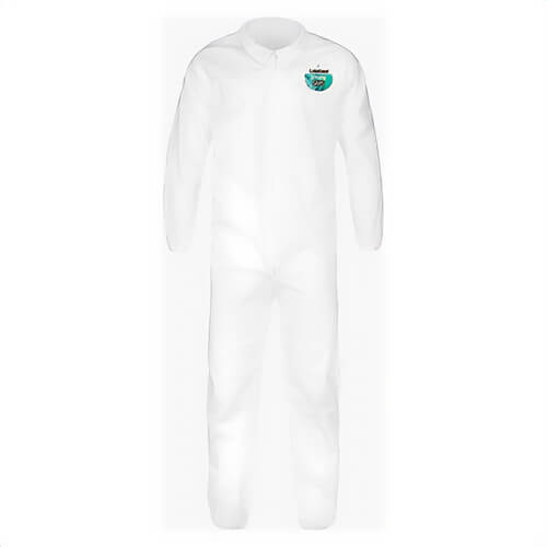 Lakeland® E8417-XL Disposable Coverall with Elastic Ankle and Elastic Wrist, XL, White, Safegard® economy SMS Fabric