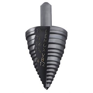 Lenox® 30912VB12 Step Drill Bit, 7/8 in dia Min Hole, 1-3/8 in dia Max Hole, 5 Steps, HSS, 5 Hole Sizes, 3/8 in Shank