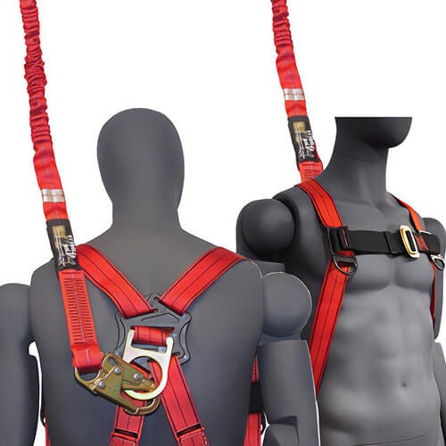 Liberty Line® Set: 3-Point Full Body Fall Protection Harness, S/L & 6 ft Shock Absorbing Lanyard, Dorsal D-Ring, MB Legs, FAL28004