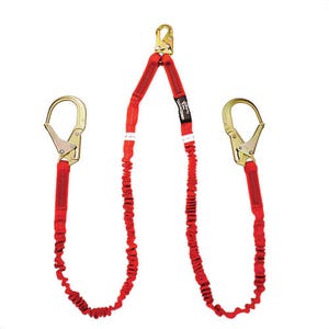 Liberty Line® 6 ft Twin Leg 100% Tie-Off Shock Absorbing Lanyard, Internal Design, Snap Hook and Rebar Hook Ends, FAL28011