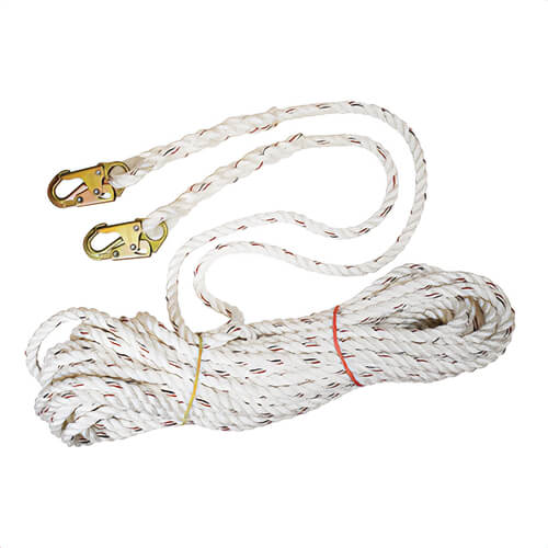 Liberty Line® 100 ft Rope Grab and Vertical Lifeline, White Polydac Rope, Fall Arrest, Snap Hook Ends, FAL28014