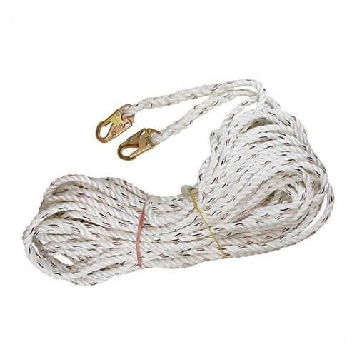 Liberty Line® 200 ft Rope Grab and Vertical Lifeline, White Polydac Rope, Fall Arrest, Snap Hook Ends, FAL28015