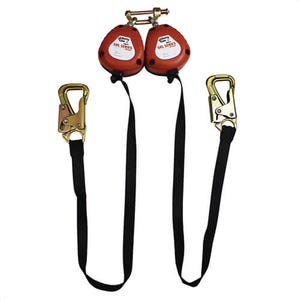 Liberty Line® 8 ft Dual Tie-Back Self Retracting Lifeline with Connector for Fall Protection, Hi-Abrasion Resistant Webbing, FAL28021