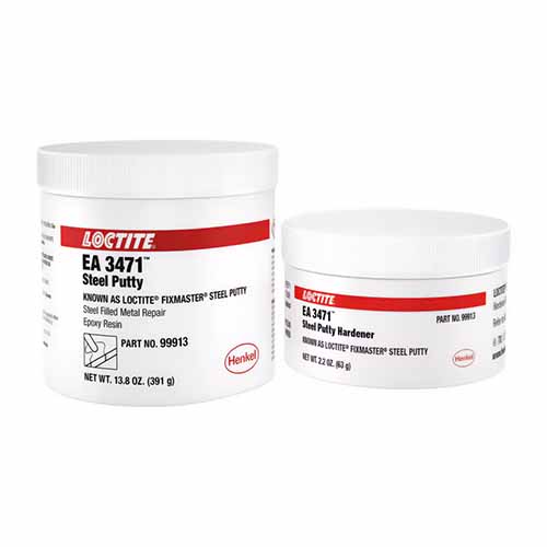 Loctite® 219292 Fixmaster® 2-Part Steel Putty, 1 lb Tub, Paste Form, Gray/White, Part A: 2.6/Part B: 1.5