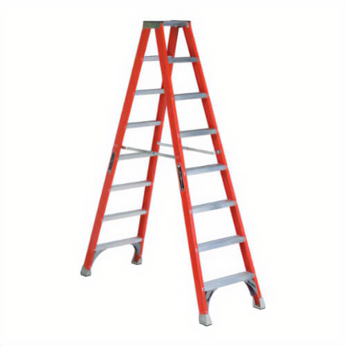 Louisville® FM1508 FM1500 Type IA Ribbed Twin Front Ladder, 8 ft H Ladder, 300 lb Load, 7 Steps, A14.5