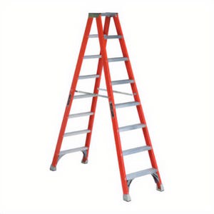 Louisville® FM1508 FM1500 Type IA Ribbed Twin Front Ladder, 8 ft H Ladder, 300 lb Load, 7 Steps, A14.5