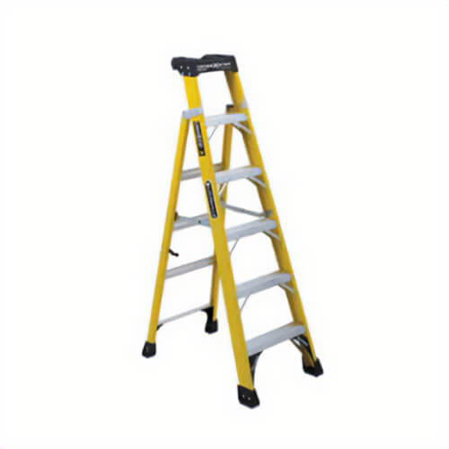 Louisville® FXS1406HD FXS1400HD Type IAA 2-in-1 Cross Style Step to Shelf Ladder, 6 ft H Ladder, 375 lb Load, 5 Steps, A14.5