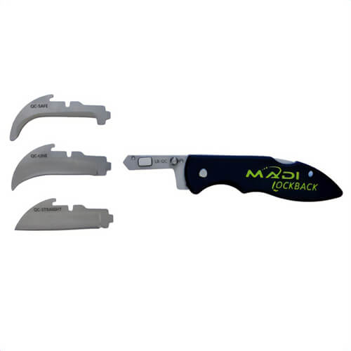 MADI LB-QC Lockback Quick-Change Lineman Knife with 3 Blades, Includes: Lineman Pointed (1), Straight (1), and Safety (1)