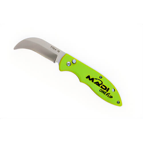 MADI PTOLK-3B OneFlip™ Blunted Lineman Knife, Blunted Tip, Reversible Belt Clip, High-Grade Stainless Steel, Hi-Viz Green