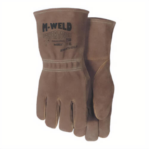 Majestic Glove 2100/11 Welding Gloves, Size 11, Side Split Cowhide Leather/Kevlar® Stitched, Brown, Kevlar® Fabric/Sock