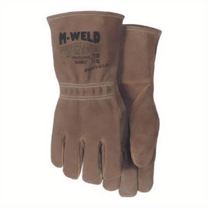 Majestic Glove 2100/11 Welding Gloves, Size 11, Side Split Cowhide Leather/Kevlar® Stitched, Brown, Kevlar® Fabric/Sock
