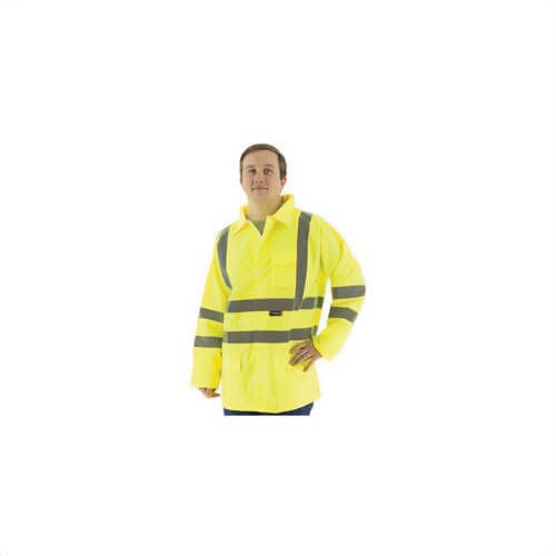 Majestic Glove 75-1351/X2 Waterproof Rain Jacket, 2XL, Hi-Viz Yellow, Polyester/Polyurethane Coated Oxford Fabric, Resists: Water