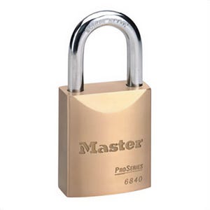Master Lock® 6840D ProSeries® Rekeyable Pin Tumbler Padlock, Different Key, 5/16 in Shackle, Solid Brass Body