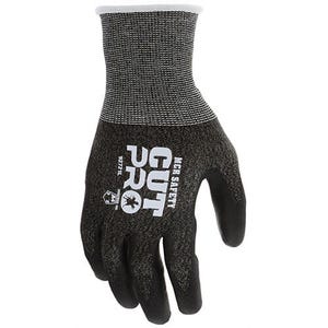 MCR Safety 92721XXL CutPro® Cut Resistant Work Gloves, 2X-Large, Black, 21 Gauge, Coated Palm and Fingertips, ANSI Cut Level A4