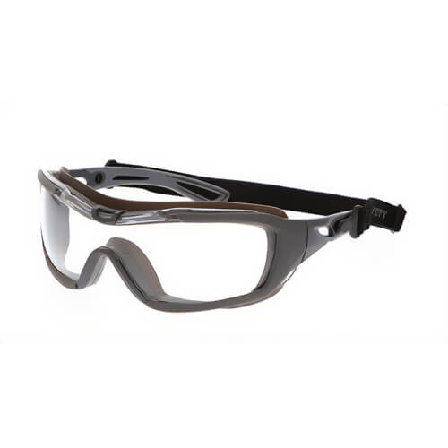 MCR Safety HB510PF Hydroblast® Charcoal Frame and Temples with Elastic Strap, Clear Lens, MAX6® Anti-Fog Coating, TPR