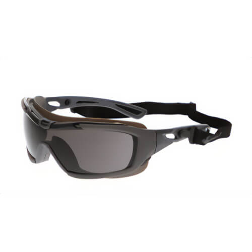 MCR Safety HB512PF Hydroblast® Charcoal Frame and Temples with Elastic Strap, Gray Lens, MAX6® Anti-Fog Coating, TPR