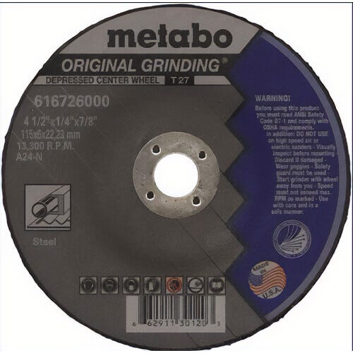 Metabo® 616554000 Flexiamant Original Grinding® GP Depressed Center Wheel, 6 in dia x 1/4 in Thick, 7/8 in Center Hole