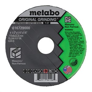 Metabo® 616729000 Original Grinding® General Purpose Depressed Center Wheel, 4-1/2 in dia x 1/4 in Thick, 7/8 in Center Hole