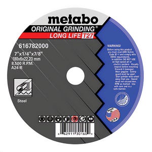 Metabo® 616782000 Original Grinding® Long Life General Purpose Depressed Center Wheel, 7 in dia x 1/4 in Thick, 7/8 in Center Hole