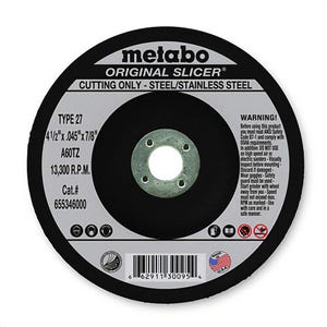 Metabo® 655346000 Original Slicer® Flexible General Purpose Depressed Center Wheel, 4-1/2 in dia x 0.045 in Thick, A60TZ Grit
