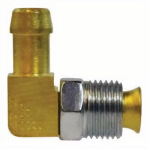 MMM 38873 Inverted Flare 90° Swivel Elbow, 5/16 in Nominal, Hose Barb x Male Inverted Flare End Style, Brass