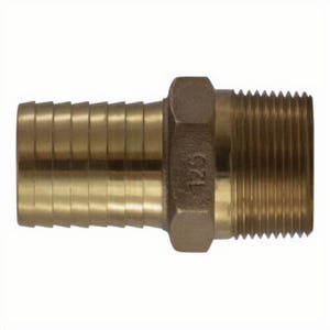 MMM 973948 Hex Head Adapter, 1-1/2 in Nominal, Hose Barb x MNPT End Style, Brass, Import