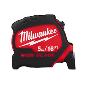 Milwaukee® 48-22-0216 Magnetic Wide Measuring Tape with Belt Clip, 16 ft L x 1-5/16 in W Blade, Steel Blade, 1 ft Graduation
