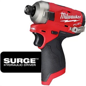 Milwaukee® 2551-20 M12 Fuel™ Surge™ Cordless Hydraulic Driver, 1/4 in Hex Drive, 3,400 BPM, 450 in-lb Torque, 12V, 5.2 in OAL