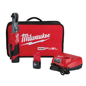 Milwaukee® 2557-22 M12 FUEL™ Cordless Ratchet Battery Kit, 3/8 in Drive, 55 ft-lb Torque, 200 RPM Speed, 12V DC