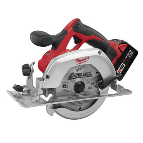 Milwaukee® 2630-20 Cordless Circular Saw, 6-1/2 in Blade, 5/8 in Arbor/Shank, 18 VDC, 1-5/8 in 45°, 2-1/8 in at 90° D Cutting