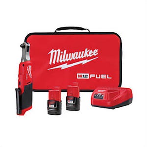 Milwaukee® 2567-22 M12 Fuel™ High-Speed Cordless Ratchet Kit, 3/8 in Drive, 0 to 35 ft-lb Torque, 0 to 450 rpm Speed, 12 V