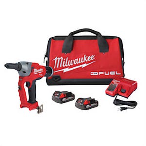 Milwaukee® 2660-22 M18 FUEL™ Blind Rivet Tool Kit, 1/4 in Rivet, 4500 lb Pulling, M18™ Redlithium™ CP2.0 Battery