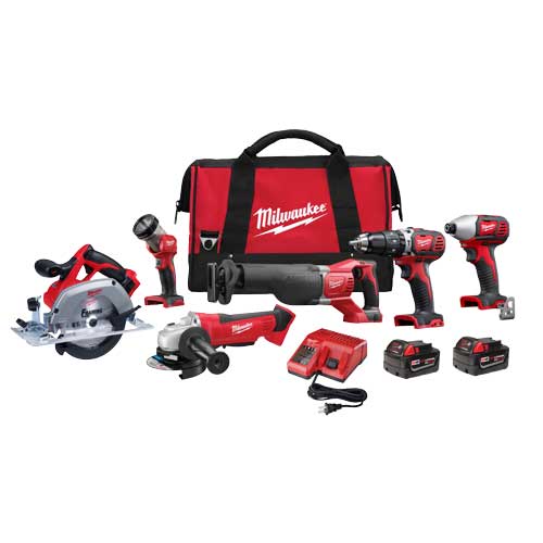 Milwaukee® M18™ 2696-26 2-Tool Cordless Combination Kit, Tools: Angle Grinder/Circular Saw/Hammer Drill/Impact Driver/Reciprocating Saw, 18 VDC