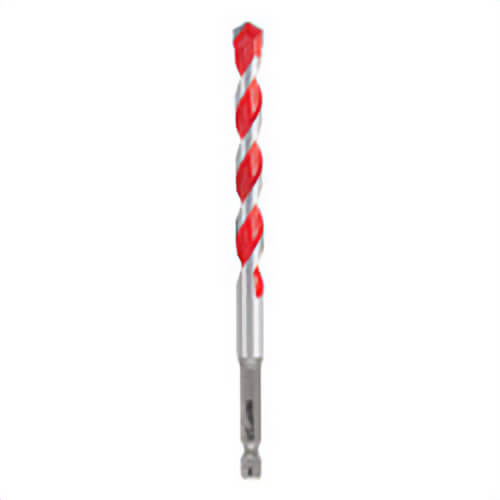 Milwaukee® 48-20-9021 Shockwave™ Single Ended Hammer Drill Bit, 3/8 in Drill Bit, 1/4 in Hex Shank, 4 in D Cutting, Carbide Cutting Edge, 6 in OAL