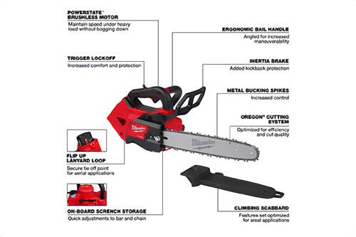 Milwaukee® 2826-20T M18 Fuel™ Top Handle Chainsaw, Tool-Only, 14 in